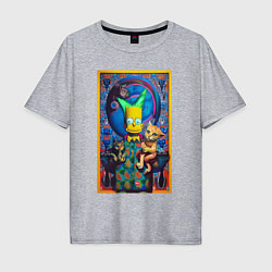 Футболка оверсайз мужская Bart Simpson and cats - нейросеть - плакат, цвет: меланж