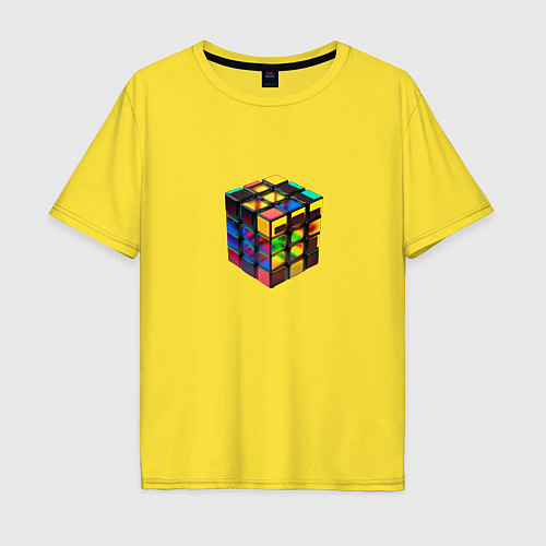 Мужская футболка оверсайз Кубик-рубик / Желтый – фото 1