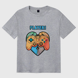 Футболка оверсайз мужская Player 1, цвет: меланж