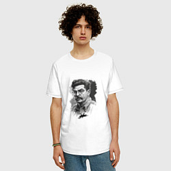 Футболка оверсайз мужская Сталин в черно-белом исполнении, цвет: белый — фото 2