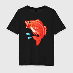 Футболка оверсайз мужская Красный лещ морской, цвет: черный