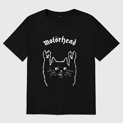 Футболка оверсайз мужская Motorhead рок кот, цвет: черный