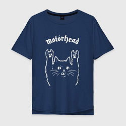 Футболка оверсайз мужская Motorhead рок кот, цвет: тёмно-синий