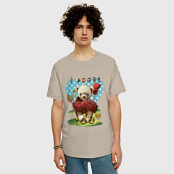 Футболка оверсайз мужская Медведь с шариком, цвет: миндальный — фото 2