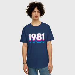 Футболка оверсайз мужская Made in 1981 vintage art, цвет: тёмно-синий — фото 2