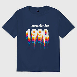 Футболка оверсайз мужская Made in 1990 liquid art, цвет: тёмно-синий