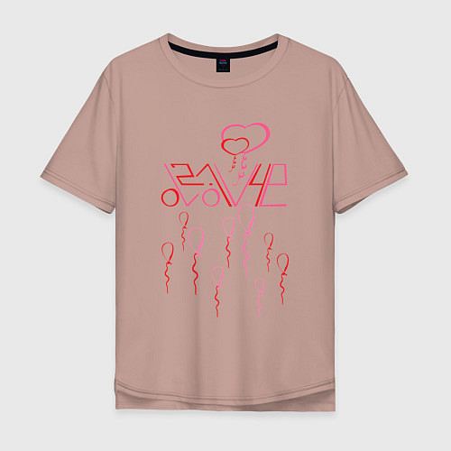 Мужская футболка оверсайз Леттеринг 02 14 love / Пыльно-розовый – фото 1