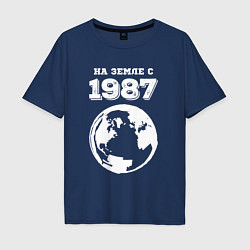 Мужская футболка оверсайз На Земле с 1987 с краской на темном