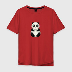 Футболка оверсайз мужская Мультяшная панда, цвет: красный