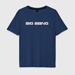Футболка оверсайз мужская Big bang белый логотип, цвет: тёмно-синий