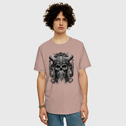 Футболка оверсайз мужская Череп викинга, цвет: пыльно-розовый — фото 2