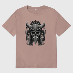 Футболка оверсайз мужская Череп викинга, цвет: пыльно-розовый