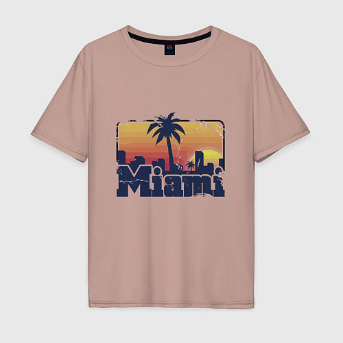 Мужская футболка оверсайз Beach of Miami / Пыльно-розовый – фото 1