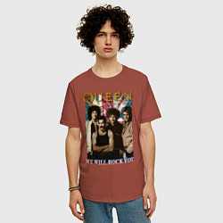 Футболка оверсайз мужская Queen винтаж, цвет: кирпичный — фото 2