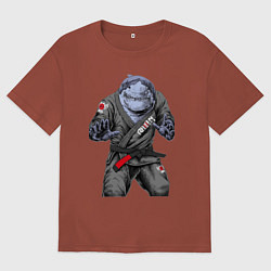 Футболка оверсайз мужская Акула bjj, цвет: кирпичный