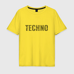 Футболка оверсайз мужская Techno надпись плиткой, цвет: желтый