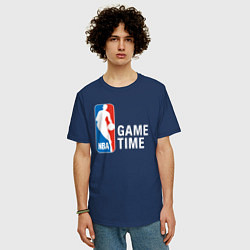 Футболка оверсайз мужская Game time, цвет: тёмно-синий — фото 2