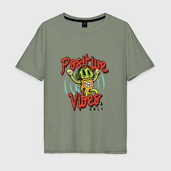 Мужская футболка оверсайз Positive vibes only phrase