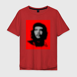Футболка оверсайз мужская Че Гевара расплывчатая иллюзия, цвет: красный