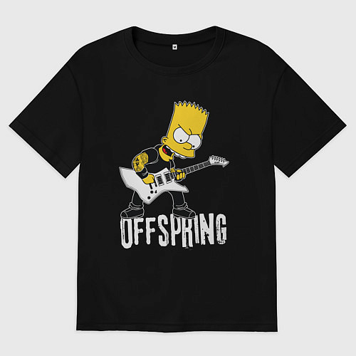 Мужская футболка оверсайз Offspring Барт Симпсон рокер / Черный – фото 1