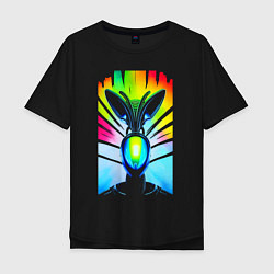 Мужская футболка оверсайз Alien - neural network - neon glow