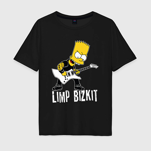 Мужская футболка оверсайз Limp Bizkit Барт Симпсон рокер / Черный – фото 1
