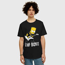 Футболка оверсайз мужская Limp Bizkit Барт Симпсон рокер, цвет: черный — фото 2
