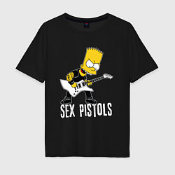 Футболка оверсайз мужская Sex Pistols Барт Симпсон рокер, цвет: черный