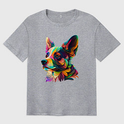 Мужская футболка оверсайз Разноцветный корги