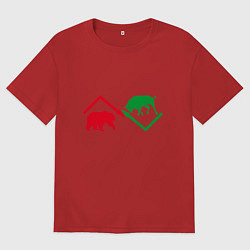 Футболка оверсайз мужская Быки и медведи, цвет: красный