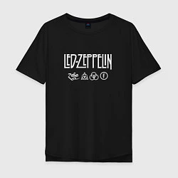 Футболка оверсайз мужская Led Zeppelin символы, цвет: черный