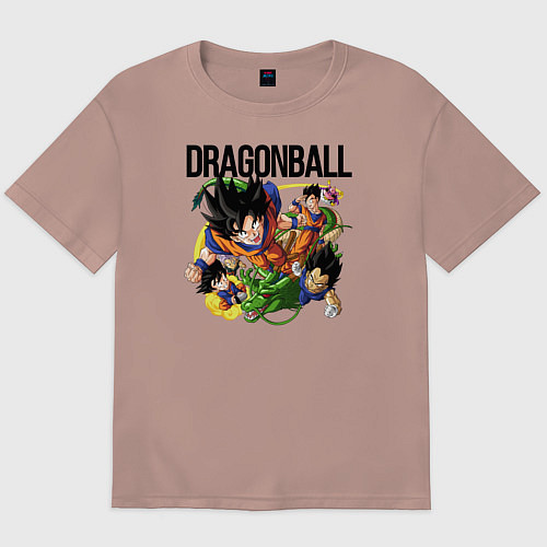 Мужская футболка оверсайз Гоку из Dragonball / Пыльно-розовый – фото 1