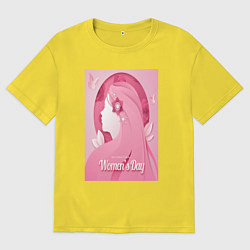 Футболка оверсайз мужская Девушка в розовом, цвет: желтый