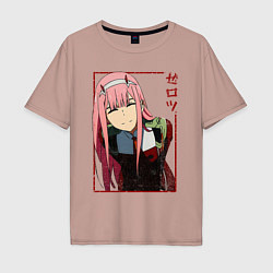 Футболка оверсайз мужская Zero Two anime girl, цвет: пыльно-розовый