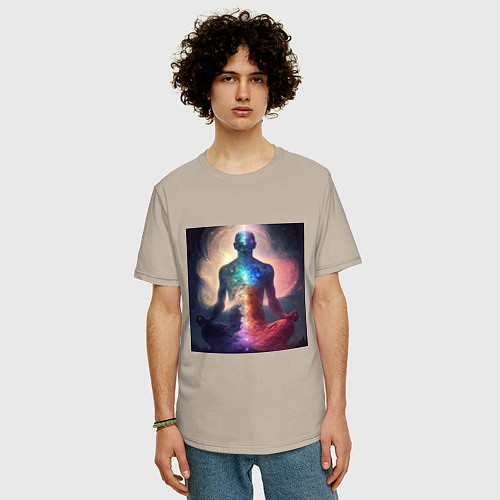 Мужская футболка оверсайз Чистка энергии / Миндальный – фото 3