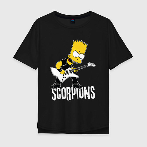 Мужская футболка оверсайз Scorpions Барт Симпсон рокер / Черный – фото 1