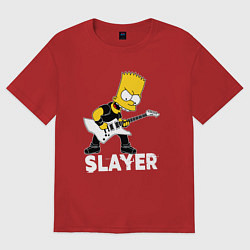 Футболка оверсайз мужская Slayer Барт Симпсон рокер, цвет: красный