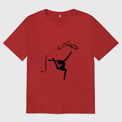 Футболка оверсайз мужская Гимнастка с лентой, цвет: красный