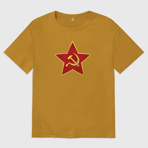 Мужская футболка оверсайз СССР звезда / Горчичный – фото 1