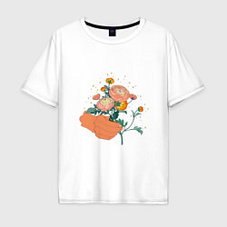 Мужская футболка оверсайз Сияющие хризантемы