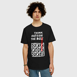 Футболка оверсайз мужская Think outside the box game, цвет: черный — фото 2