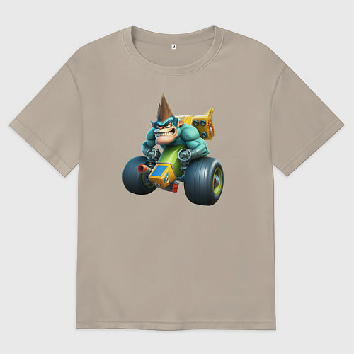 Мужская футболка оверсайз Обезьяна трансфомер / Миндальный – фото 1