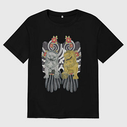 Футболка оверсайз мужская Львиная защита, цвет: черный