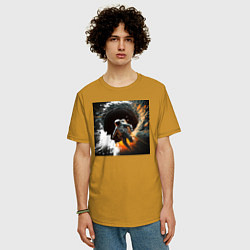 Футболка оверсайз мужская Выход в открытый космос, цвет: горчичный — фото 2