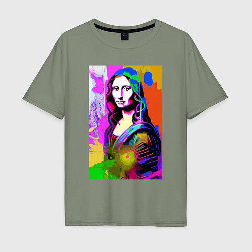 Мужская футболка оверсайз Mona Lisa - Gioconda - pop art / Авокадо – фото 1