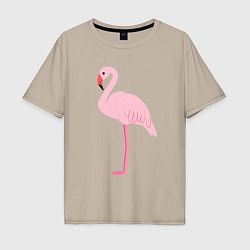 Футболка оверсайз мужская Фламинго розовый, цвет: миндальный