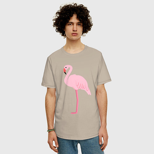 Мужская футболка оверсайз Фламинго розовый / Миндальный – фото 3