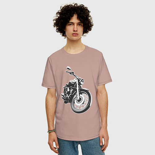 Мужская футболка оверсайз Мотоцикл Yamaha / Пыльно-розовый – фото 3
