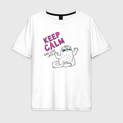 Футболка оверсайз мужская Keep calm and love cats, цвет: белый