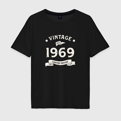 Мужская футболка оверсайз Винтаж 1969 ограниченный выпуск / Черный – фото 1